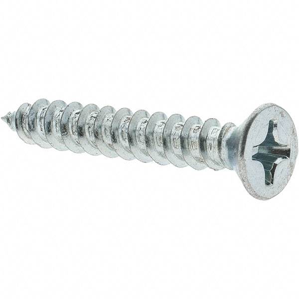 Value Collection - #12 Flat Head Phillips Sheet Metal Screw - Steel, 1-1/2" OAL, Grade 2 - USA Tool & Supply