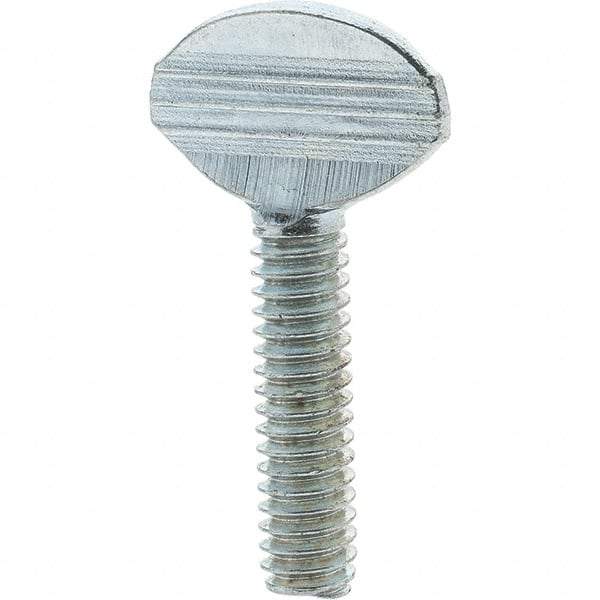 Value Collection - 1/4-20 Oval Shoulderless Grade 2 Steel Thumb Screw - 1" OAL, Zinc-Plated Finish - USA Tool & Supply