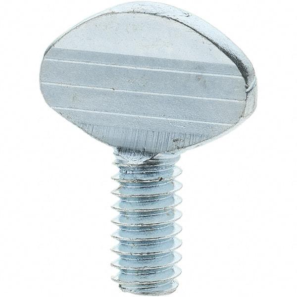 Value Collection - 1/4-20 Oval Shoulderless Grade 2 Steel Thumb Screw - 1/2" OAL, Zinc-Plated Finish - USA Tool & Supply