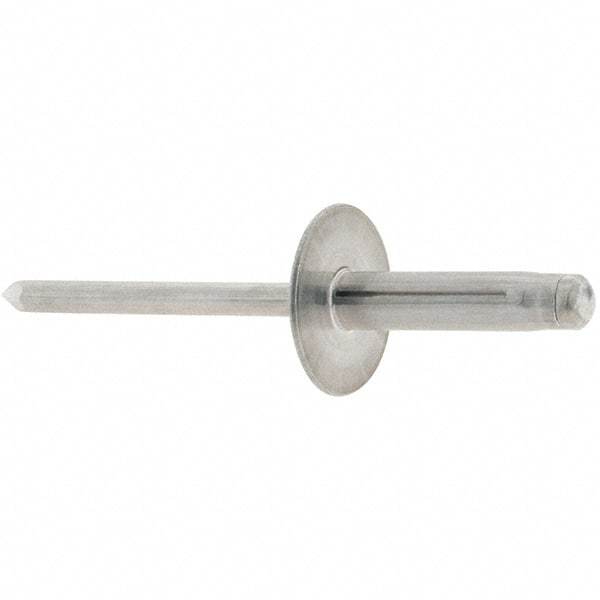 RivetKing - Large Flange Head Aluminum Peel Blind Rivet - Aluminum Mandrel, 0.063" to 1/4" Grip, 3/16" Body Diam - USA Tool & Supply