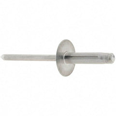 RivetKing - Large Flange Head Aluminum Peel Blind Rivet - Aluminum Mandrel, 0.063" to 1/4" Grip, 3/16" Body Diam - USA Tool & Supply