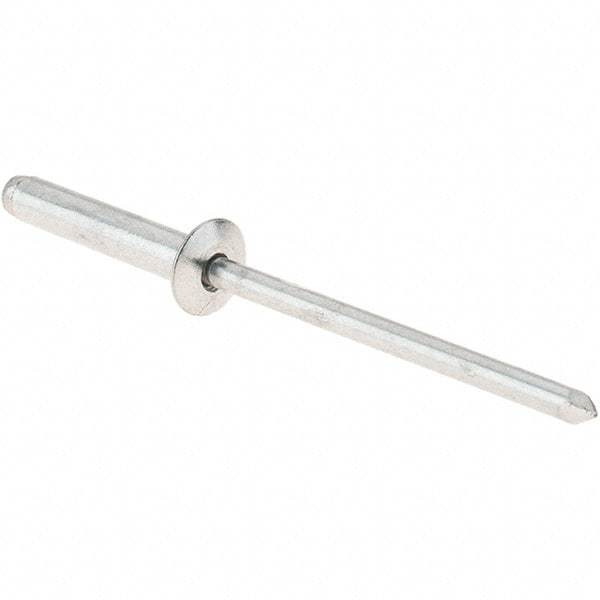 RivetKing - Size 4-8 Dome Head Aluminum Open End Blind Rivet - Aluminum Mandrel, 3/8" to 1/2" Grip, 1/8" Body Diam - USA Tool & Supply