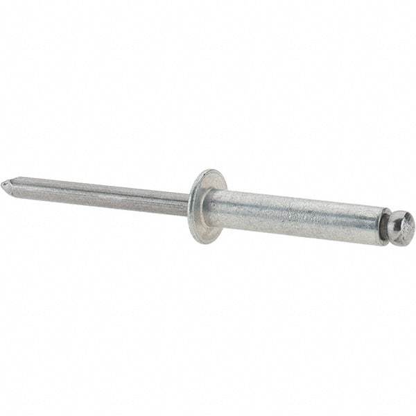 Value Collection - Size 612 Dome Head Steel Open End Blind Rivet - Steel Mandrel, 0.626" to 3/4" Grip, 3/8" Head Diam, 0.192" to 0.196" Hole Diam, 0.95" Length Under Head, 3/16" Body Diam - USA Tool & Supply