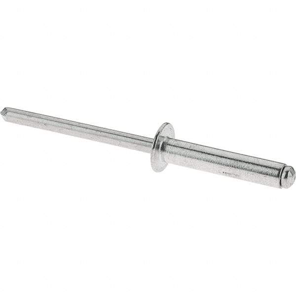 RivetKing - Size 6-12 Dome Head Aluminum Open End Blind Rivet - Aluminum Mandrel, 5/8" to 3/4" Grip, 3/16" Body Diam - USA Tool & Supply