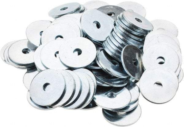 Value Collection - 1/4" Screw, Steel Fender Flat Washer - 9/32" ID x 1-1/8" OD, 1/16" Thick, Zinc-Plated Finish - USA Tool & Supply