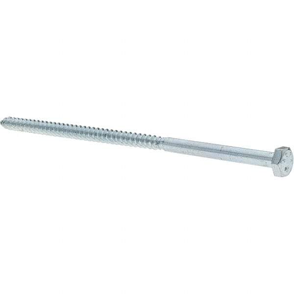 Value Collection - 1/4 Screw, 6" Length Under Head, Steel, Hex Head Lag Screw - Zinc-Plated, Grade 2 - USA Tool & Supply