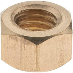 Value Collection - 3/8-16 UNC Brass Right Hand Hex Nut - 9/16" Across Flats, 21/64" High - USA Tool & Supply