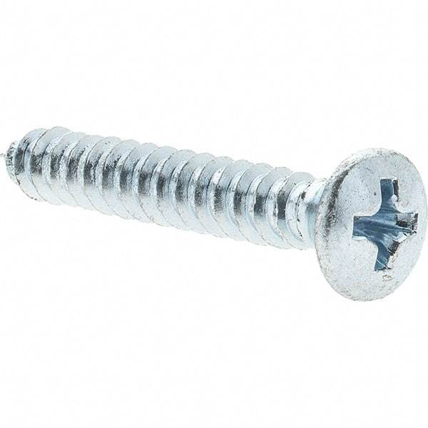 Value Collection - #10 Oval Head Phillips Sheet Metal Screw - Steel, 1-1/4" OAL, AISI 1016, ANSI/ASME B18.6.4, ASME B18.6.3 & SAE J933, Grade 1016-1024 - USA Tool & Supply