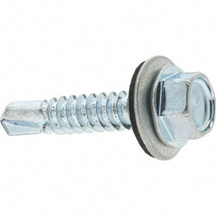 Value Collection - 1/4", Hex Washer Head, Hex Drive, 1-1/4" Length Under Head, #3 Point, Self Drilling Screw - Steel, Zinc-Plated Finish - USA Tool & Supply