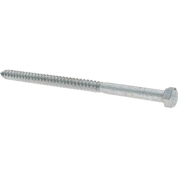 Value Collection - 3/8 Screw, 7" Length Under Head, Steel, Hex Head Lag Screw - Zinc-Plated, Grade 2 - USA Tool & Supply
