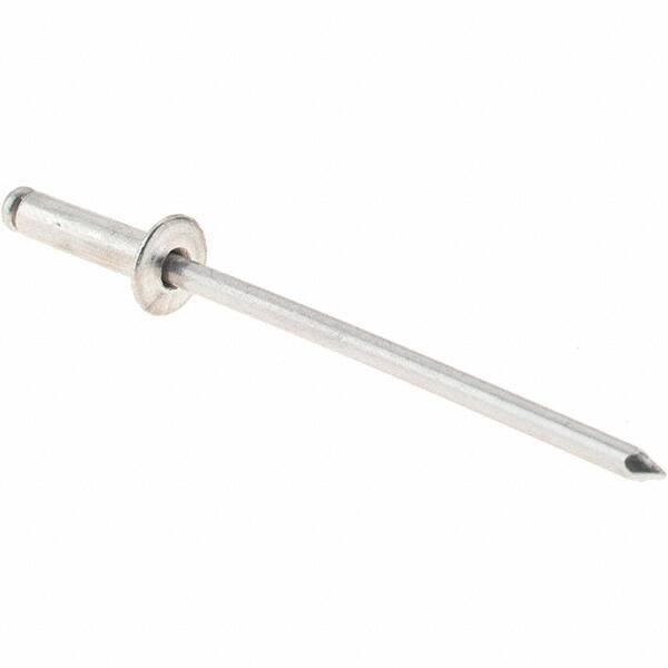 Value Collection - Size 34 Dome Head Aluminum Open End Blind Rivet - Aluminum Mandrel, 0.126" to 1/4" Grip, 0.188" Head Diam, 0.097" to 0.1" Hole Diam, 3/8" Length Under Head, 3/32" Body Diam - USA Tool & Supply