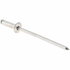 Value Collection - Size 34 Dome Head Aluminum Open End Blind Rivet - Aluminum Mandrel, 0.126" to 1/4" Grip, 0.188" Head Diam, 0.097" to 0.1" Hole Diam, 3/8" Length Under Head, 3/32" Body Diam - USA Tool & Supply