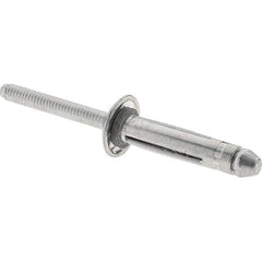 RivetKing - Aluminum Open End Blind Rivet - Aluminum Mandrel, 1/8" to 3/8" Grip, 1/4" Head Diam, 1-1/64" Length Under Head, 1/4" Body Diam - USA Tool & Supply