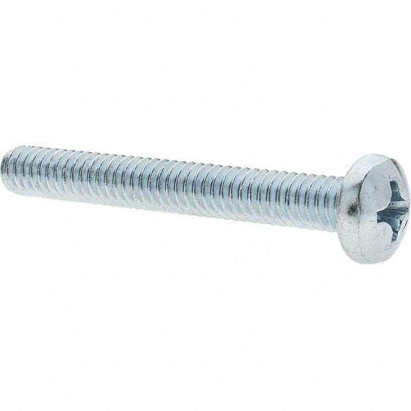 Value Collection - 1/4-20 UNC, 2" Length Under Head Phillips Drive Machine Screw - Pan Head, Grade 2 Steel, Zinc-Plated Finish, Without Washer - USA Tool & Supply