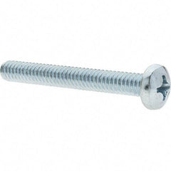 Value Collection - 1/4-20 UNC, 2" Length Under Head Phillips Drive Machine Screw - Pan Head, Grade 2 Steel, Zinc-Plated Finish, Without Washer - USA Tool & Supply