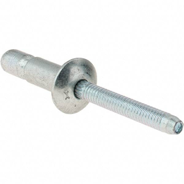 Value Collection - Truss Head Steel Structural Blind Rivet - Steel Mandrel, 0.08" to 3/8" Grip, 0.592" Head Diam, 0.261" to 0.272" Hole Diam, 0.56" Length Under Head, 1/4" Body Diam - USA Tool & Supply