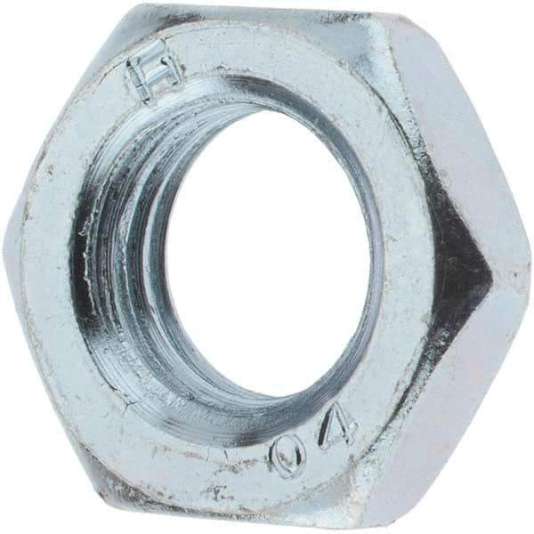 Value Collection - M12x1.50 Metric Fine Steel Right Hand Hex Jam Nut - 19mm Across Flats, 6mm High, Zinc-Plated Finish - USA Tool & Supply
