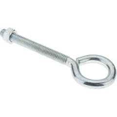 Value Collection - 3/8-16, Zinc-Plated Finish, Steel Wire Turned Eye Bolt - 3-1/8" Thread Length, 1" ID, 3-3/8" Shank Length - USA Tool & Supply