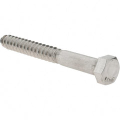Value Collection - 1/2 Screw, 4-1/2" Length Under Head, Stainless Steel, Hex Head Lag Screw - Uncoated, Grade 18-8 - USA Tool & Supply