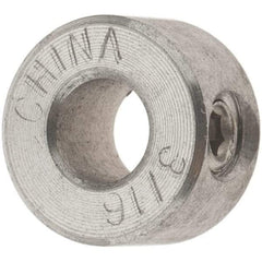 Value Collection - 3/16" Bore, Stainless Steel, Set Screw Shaft Collar - 7/16" Outside Diam, 1/4" Wide - USA Tool & Supply