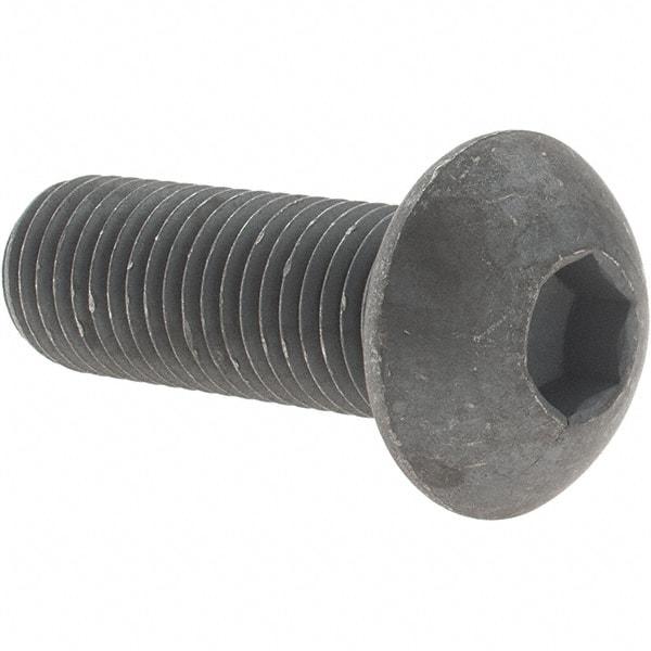 Value Collection - M16x2.00 Metric Coarse Hex Socket Drive, Button Screw - Grade 12.9 Alloy Steel, Black Oxide Finish, Fully Threaded, 45mm Length Under Head - USA Tool & Supply