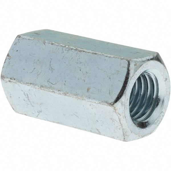 Value Collection - M12x1.75 Metric Coarse, 36mm OAL Steel Standard Coupling Nut - Zinc-Plated Finish, 19mm Width Across Flats, 21.1mm Width Across Points - USA Tool & Supply