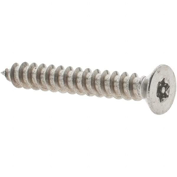 Value Collection - #18 Flat Head Pin In Torx Sheet Metal Screw - Stainless Steel, 1" OAL, Grade 18-8, T10 Drive - USA Tool & Supply