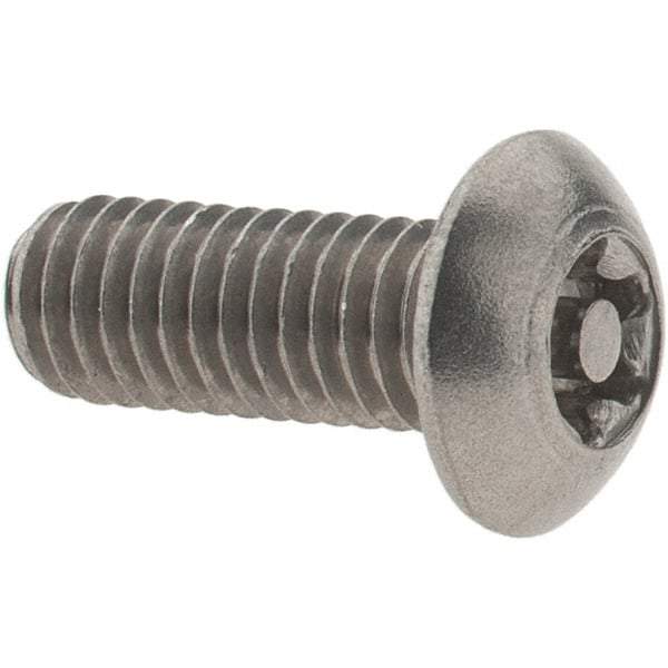 Value Collection - #10-32 UNF Pin In Torx Drive, Button Screw - Grade 18-8 Stainless Steel, Uncoated, 1/2" Length Under Head - USA Tool & Supply