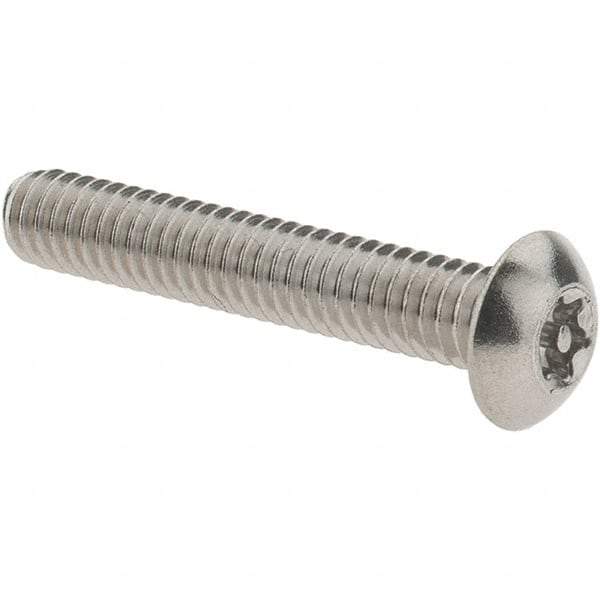 Value Collection - #8-32 UNC Pin In Torx Drive, Button Screw - Grade 18-8 Stainless Steel, Uncoated, 1" Length Under Head - USA Tool & Supply
