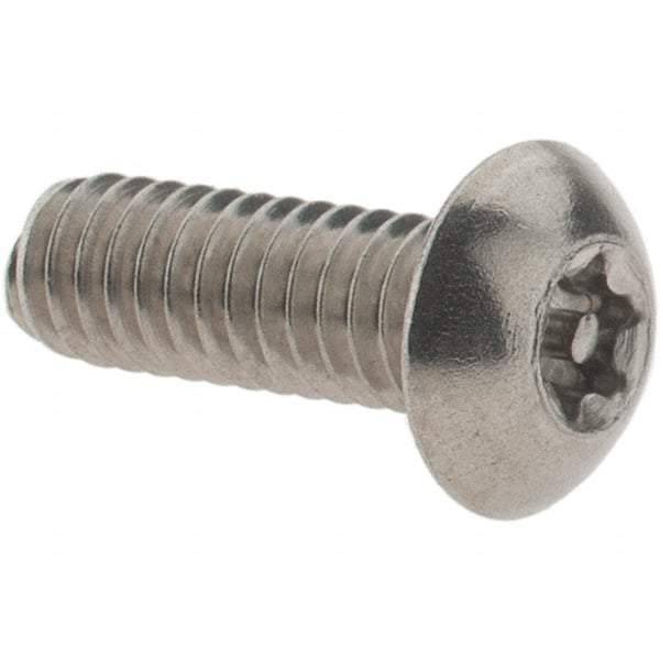 Value Collection - #8-32 UNC Pin In Torx Drive, Button Screw - Grade 18-8 Stainless Steel, Uncoated, 1/2" Length Under Head - USA Tool & Supply