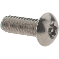 Value Collection - #8-32 UNC Pin In Torx Drive, Button Screw - Grade 18-8 Stainless Steel, Uncoated, 1/2" Length Under Head - USA Tool & Supply