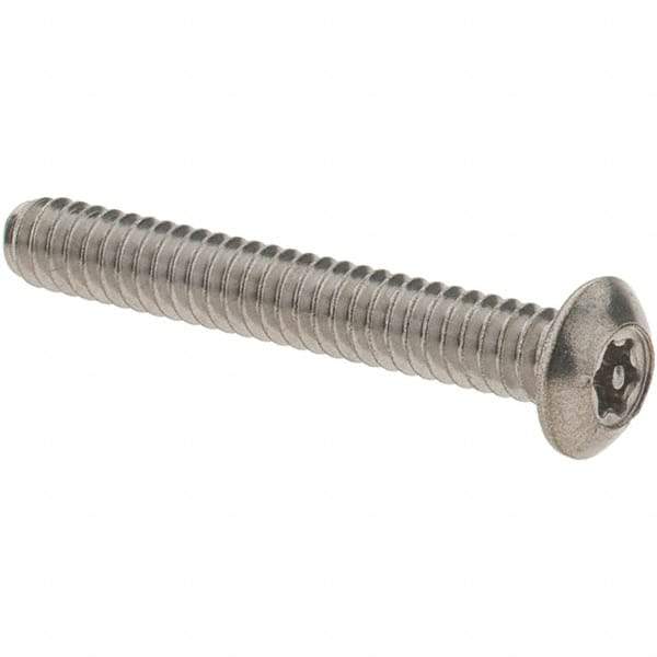 Value Collection - #6-32 UNC Pin In Torx Drive, Button Screw - Grade 18-8 Stainless Steel, Uncoated, 1" Length Under Head - USA Tool & Supply