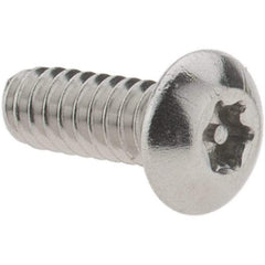 Value Collection - #6-32 UNC Pin In Torx Drive, Button Screw - Grade 18-8 Stainless Steel, Uncoated, 3/8" Length Under Head - USA Tool & Supply