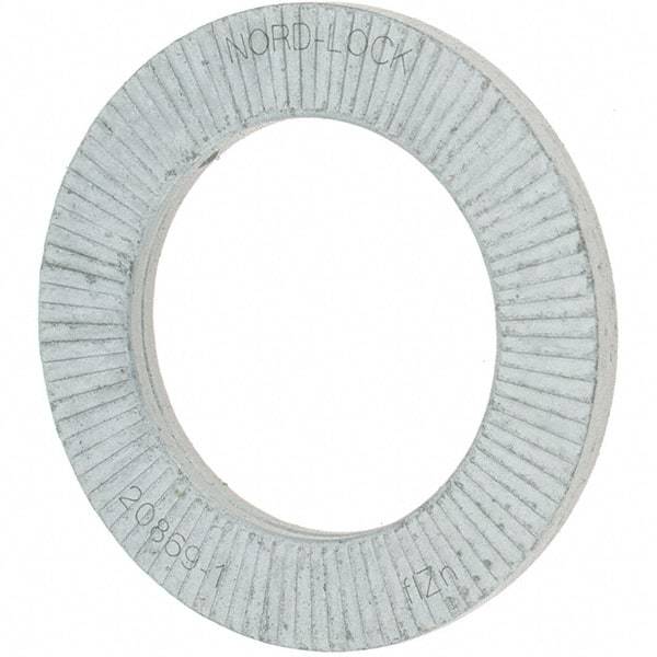 Value Collection - 1.5354" OD, Zinc Flake, Wedge Lock Washer - Grade 2, 0.9882 to 1.0039" ID - USA Tool & Supply