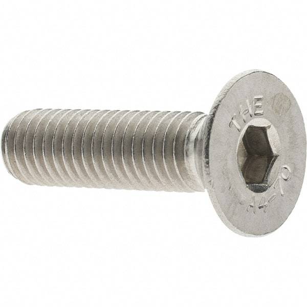 Value Collection - M8x1.25 Metric Coarse Hex Socket Drive, 90° Flat Screw - Grade 316 & Austenitic A4 Stainless Steel, Partially Threaded, 30mm OAL - USA Tool & Supply