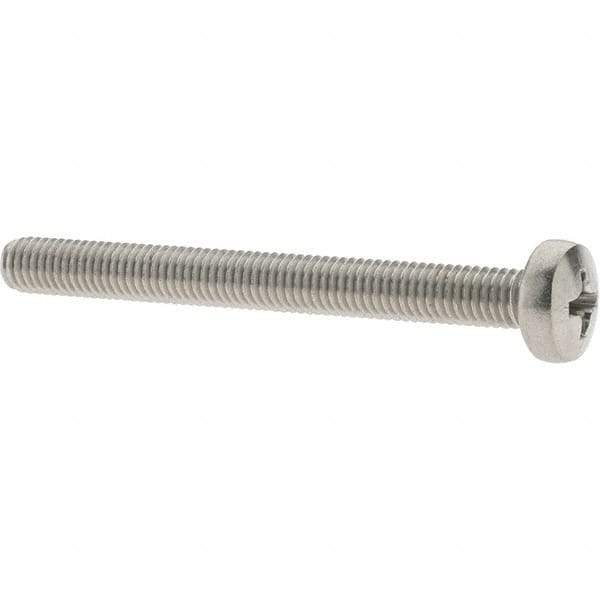 Value Collection - M5x0.80 Metric Coarse, 50mm Length Under Head Phillips Drive Machine Screw - Pan Head, Grade 18-8 & A2 Stainless Steel, Uncoated, Without Washer - USA Tool & Supply