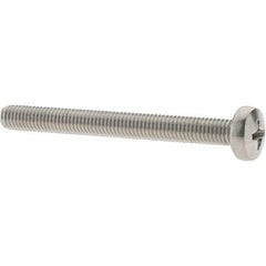 Value Collection - M5x0.80 Metric Coarse, 50mm Length Under Head Phillips Drive Machine Screw - Pan Head, Grade 18-8 & A2 Stainless Steel, Uncoated, Without Washer - USA Tool & Supply