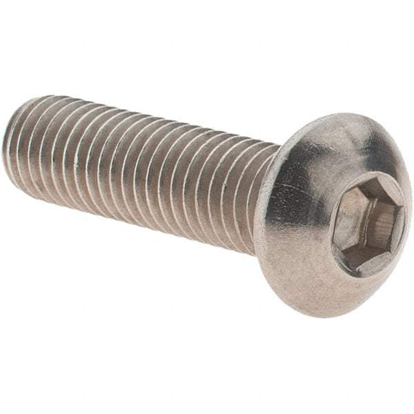 Value Collection - M8x1.25 Metric Coarse Hex Socket Drive, Button Screw - Grade 18-8 Stainless Steel, Partially Threaded, 30mm Length Under Head - USA Tool & Supply