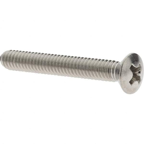 Value Collection - #8-32 UNC, 1-1/4" Length Under Head Phillips Drive Machine Screw - Oval Head, Grade 316 Stainless Steel, Uncoated, Without Washer - USA Tool & Supply
