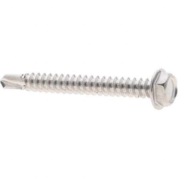 Value Collection - #8, Hex Washer Head, Hex Drive, 1-1/2" Length Under Head, #2 Point, Self Drilling Screw - Grade 410 Stainless Steel - USA Tool & Supply