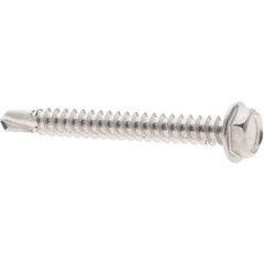 Value Collection - #8, Hex Washer Head, Hex Drive, 1-1/2" Length Under Head, #2 Point, Self Drilling Screw - Grade 410 Stainless Steel - USA Tool & Supply