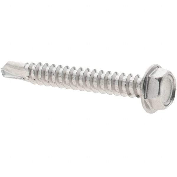 Value Collection - #8, Hex Washer Head, Hex Drive, 1-1/4" Length Under Head, #2 Point, Self Drilling Screw - Grade 410 Stainless Steel - USA Tool & Supply