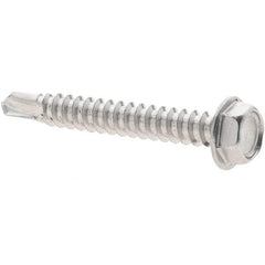 Value Collection - #8, Hex Washer Head, Hex Drive, 1-1/4" Length Under Head, #2 Point, Self Drilling Screw - Grade 410 Stainless Steel - USA Tool & Supply