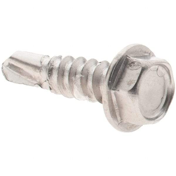 Value Collection - #8, Hex Washer Head, Hex Drive, 5/8" Length Under Head, #2 Point, Self Drilling Screw - Grade 410 Stainless Steel - USA Tool & Supply