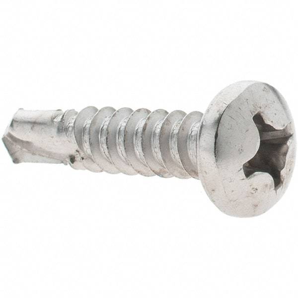 Value Collection - #12, Pan Head, Phillips Drive, 1" Length Under Head, #3 Point, Self Drilling Screw - Grade 410 Stainless Steel - USA Tool & Supply