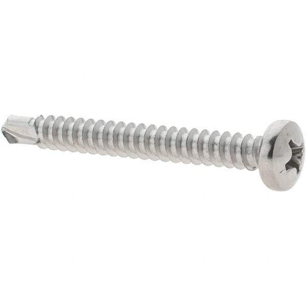 Value Collection - #8, Pan Head, Phillips Drive, 1-1/2" Length Under Head, #2 Point, Self Drilling Screw - Grade 410 Stainless Steel - USA Tool & Supply