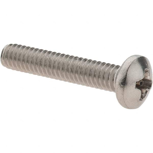 Value Collection - #8-32 UNC, 7/8" Length Under Head Phillips Drive Machine Screw - Pan Head, Grade 18-8 Stainless Steel, Uncoated, Without Washer - USA Tool & Supply