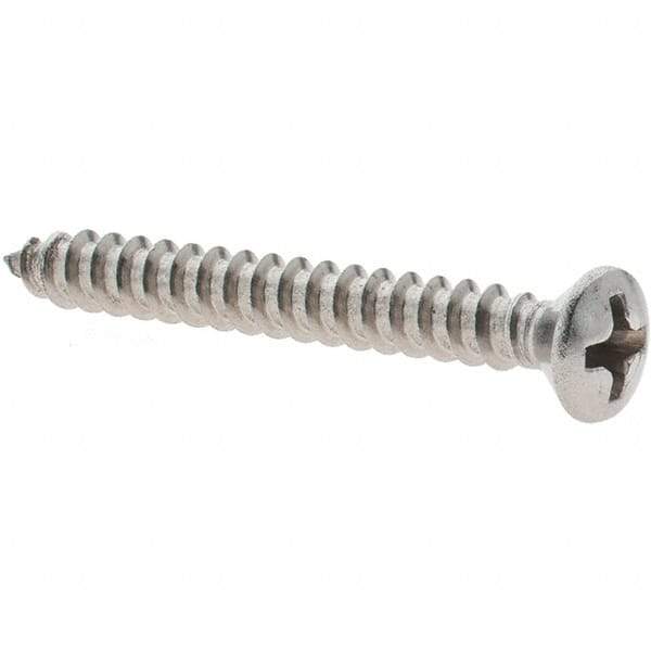 Value Collection - #6 Oval Head Phillips Sheet Metal Screw - Stainless Steel, 1-1/4" Length Under Head, Grade 18-8 - USA Tool & Supply