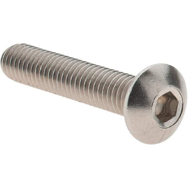 Value Collection - M5x0.80 Metric Coarse Hex Socket Drive, Button Screw - Grade 18-8 & Austenitic A2 Stainless Steel, Uncoated, Partially Threaded, 25mm Length Under Head - USA Tool & Supply