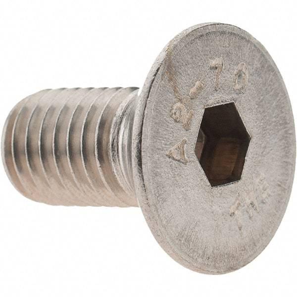 Value Collection - M10x1.50 Metric Coarse Hex Socket Drive, 90° Flat Screw - Grade 18-8 & Austenitic A2 Stainless Steel, Fully Threaded, 20mm OAL - USA Tool & Supply